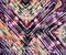 Purple-Coral-Multi Poly Abstract Tribal Chevron Printed Crepe Woven Fabric By the Yard